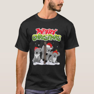 Merry Christmas Koala Santa Hat Holiday Party Xma T-Shirt