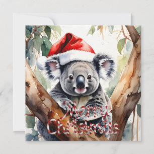 Merry Christmas Koala sitting in Gumtree Card