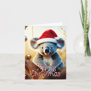 Merry Christmas Koala sitting in Gumtree Card