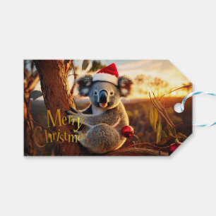 Merry Christmas Koala sitting in Gumtree Gift Tags