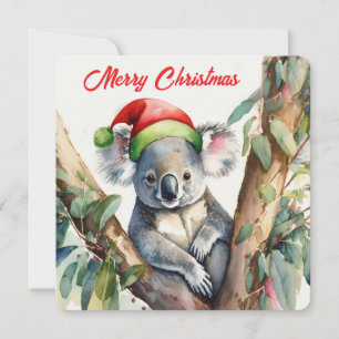 Merry Christmas Koala sitting in Gumtree Holiday Card