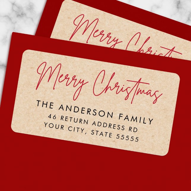 Merry Christmas Kraft paper look return address Label (Creator Uploaded)