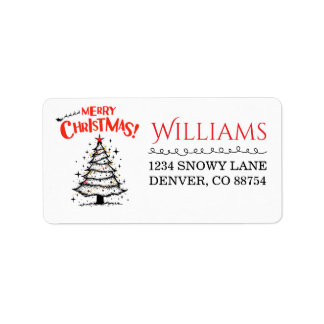 Merry Christmas Label | Classic Holiday Gift Tag