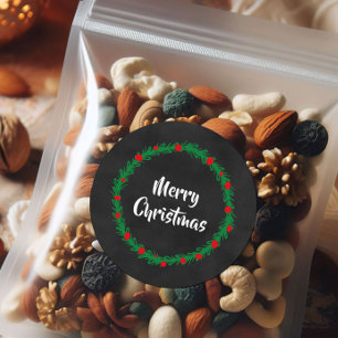 Merry Christmas Labels, Gift Tags, Holiday Treat Classic Round Sticker