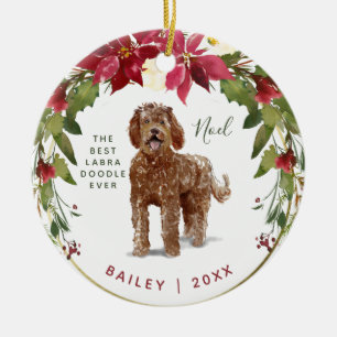 Merry Christmas Labradoodle Add Your Dog's Photo Ceramic Tree Decoration