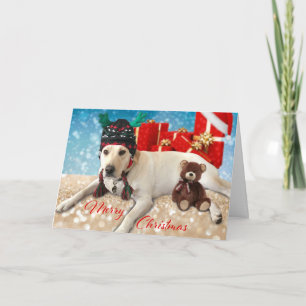 Merry Christmas Labrador Antlers Dog Cute Fassist Holiday Card