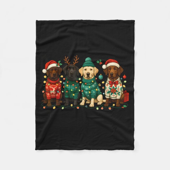 Merry Christmas Labrador Dog Retro Xmas Puppy Men  Fleece Blanket (Front)
