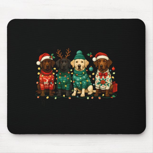 Merry Christmas Labrador Dog Retro Xmas Puppy Men  Mouse Mat (Front)