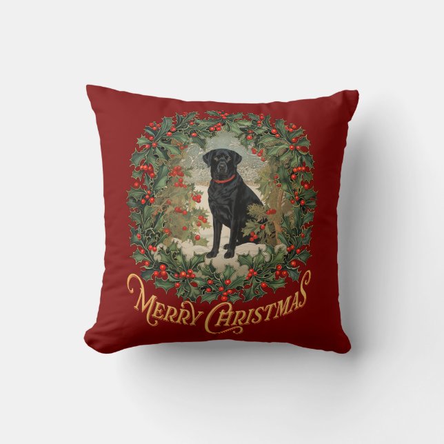 Merry Christmas Labrador Retriever Cushion (Front)