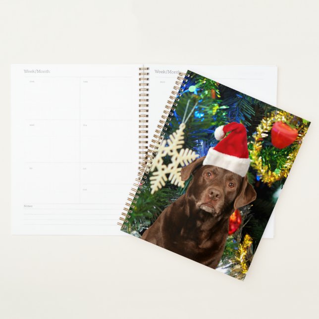 Merry Christmas Labrador Retriever Dog Santa Hat Planner (Display)