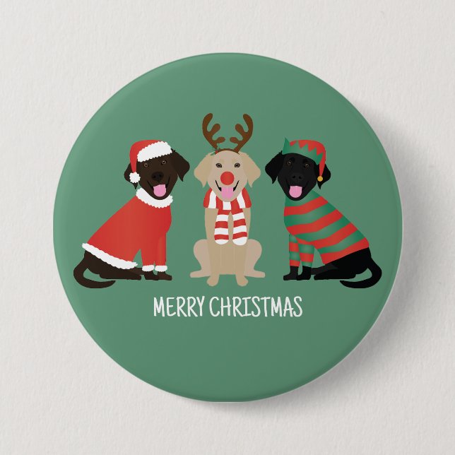 Merry Christmas Labrador Retriever Dogs 7.5 Cm Round Badge (Front)