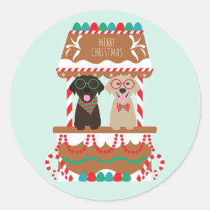 Merry Christmas Labrador Retriever Dogs Classic Round Sticker