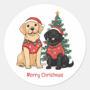 Merry Christmas Labrador Retriever Dogs Classic Round Sticker