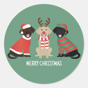 Merry Christmas Labrador Retriever Dogs Classic Round Sticker