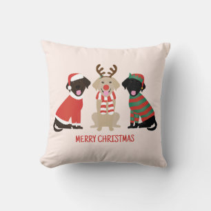 Merry Christmas Labrador Retriever Dogs Cushion