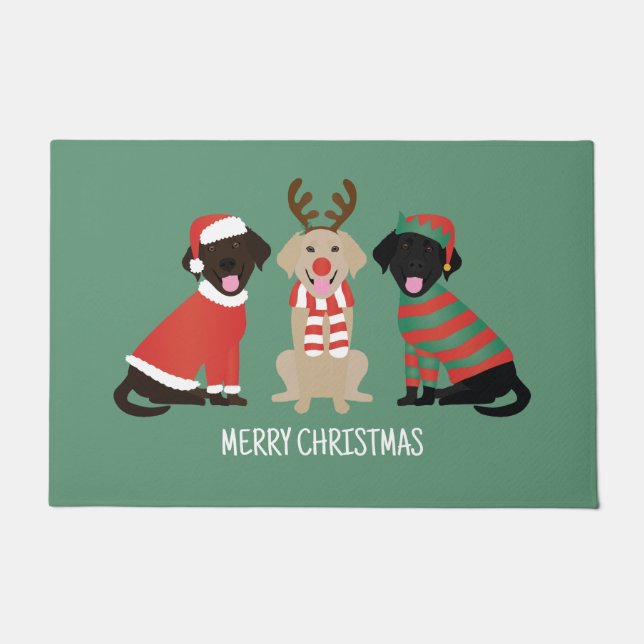 Merry Christmas Labrador Retriever Dogs Doormat (Front)