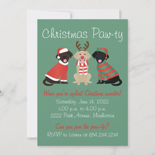 Merry Christmas Labrador Retriever Dogs Invitation (Front)