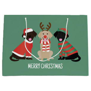 Merry Christmas Labrador Retriever Dogs Large Gift Bag