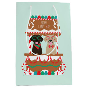 Merry Christmas Labrador Retriever Dogs Medium Gift Bag