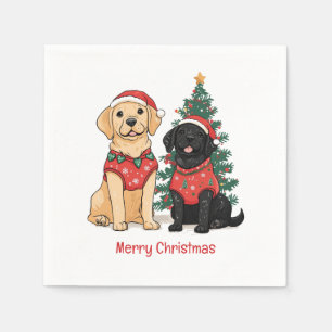 Merry Christmas Labrador Retriever Dogs Napkin