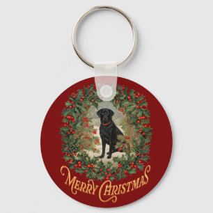 Merry Christmas Labrador Retriever Key Ring
