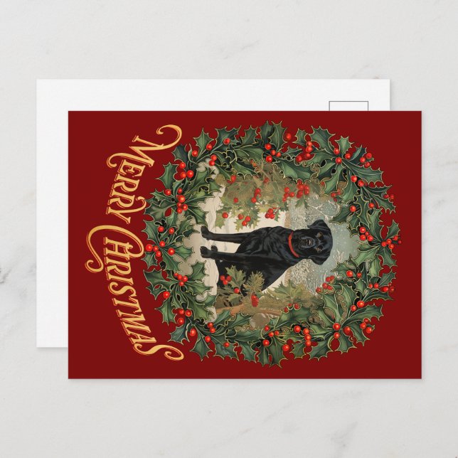 Merry Christmas Labrador Retriever Postcard (Front/Back)