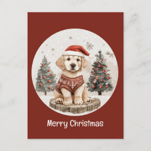 Merry Christmas Labrador Retriever Puppy Postcard