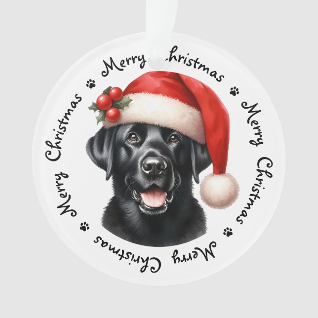 Merry Christmas Labrador Retriever Santa Dog  Ornament (Front)