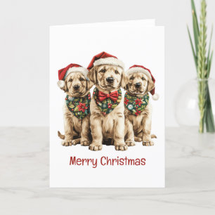 Merry Christmas Labrador Retriever Santa Puppy Dog Holiday Card