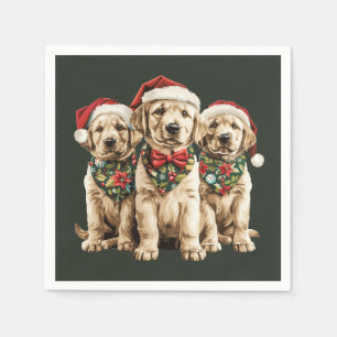 Merry Christmas Labrador Retriever Santa Puppy Dog Napkin