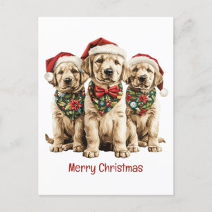 Merry Christmas Labrador Retriever Santa Puppy Dog Postcard