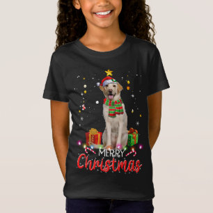Merry Christmas Labrador Santa Hat Tree Lights Pj  T-Shirt