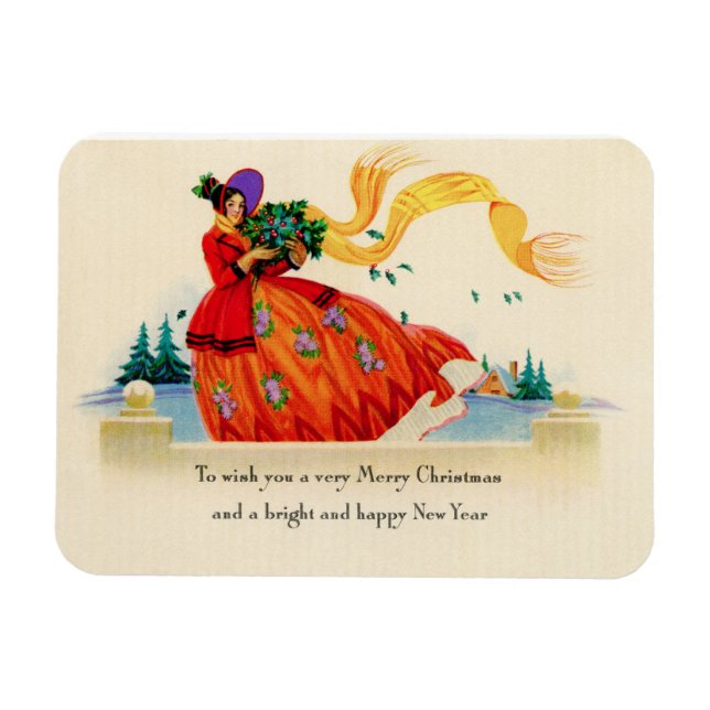 Merry Christmas Lady Flexible Magnet (Horizontal)