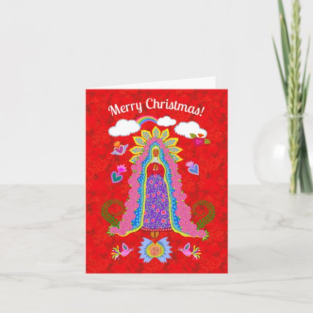 Merry Christmas Lady of Guadalupe Folded Note Card (Front)