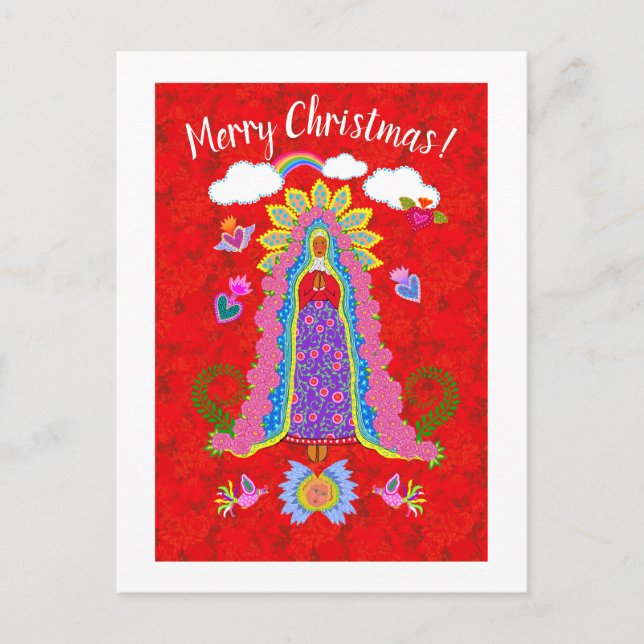 Merry Christmas Lady of Guadalupe  Postcard (Front)