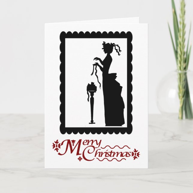 Merry Christmas, Lady with a parcel Holiday Card (Front)