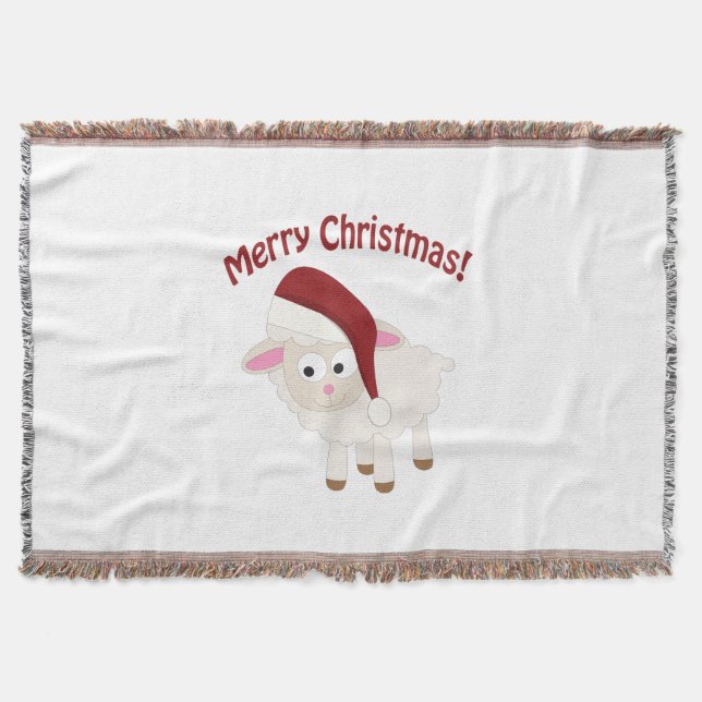 Merry Christmas Lamb Throw Blanket (Front)