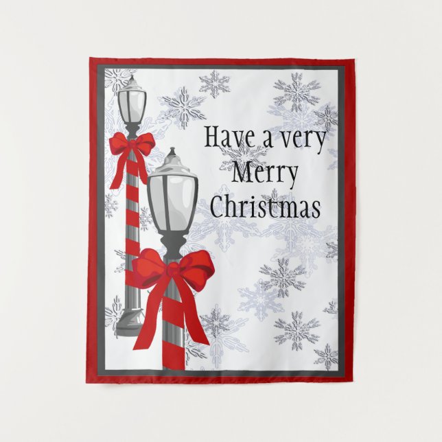 Merry Christmas Lamp Post Tapestry (Front)