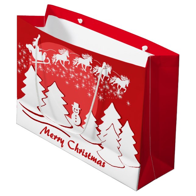 Merry Christmas  Large Gift Bag (Front Angled)