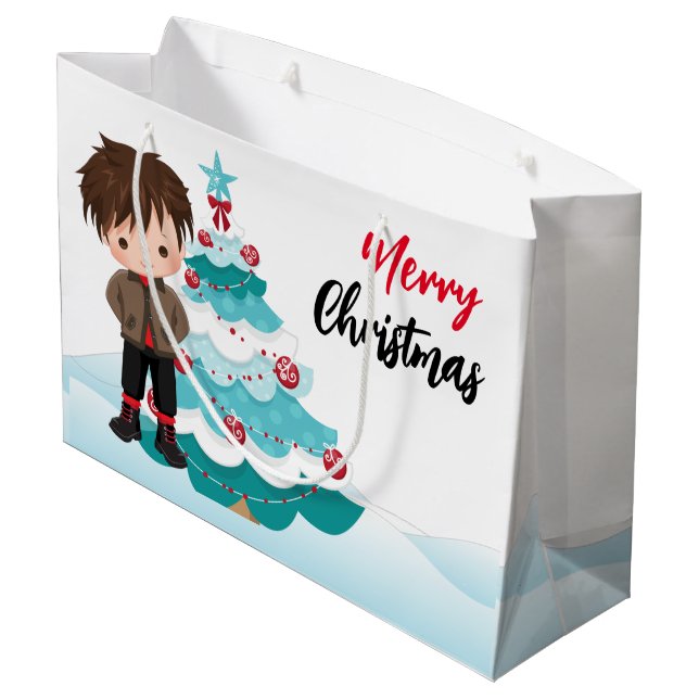 Merry Christmas  Large Gift Bag (Back Angled)