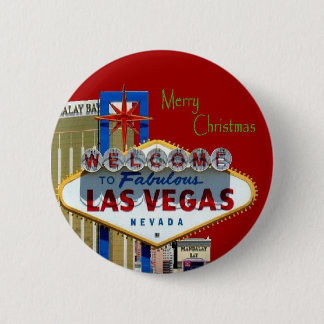 Merry Christmas Las Vegas Magnet 6 Cm Round Badge