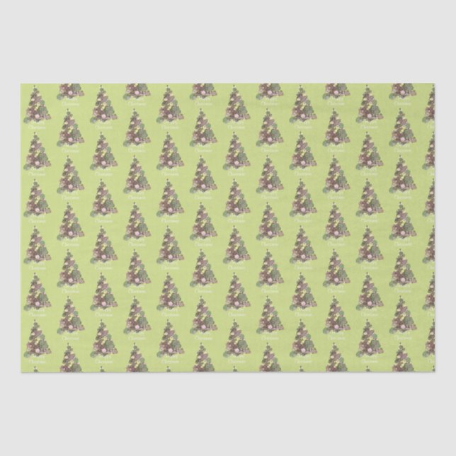 Merry Christmas Leaf Abstract Tree Holiday Tissue Paper (Front)