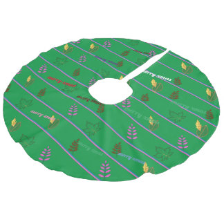 Merry Christmas Leaf Faux Linen Tree Skirt
