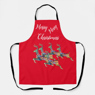 Merry Christmas Leaping Deer Apron
