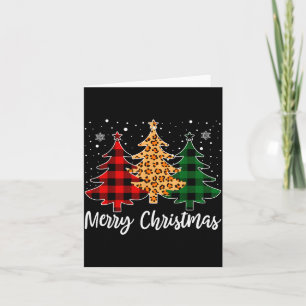 Merry Christmas Leopard Buffalo Plaid Christmas Tr Card