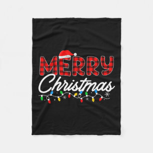 Merry Christmas Leopard Buffalo Red Plaid For Men  Fleece Blanket