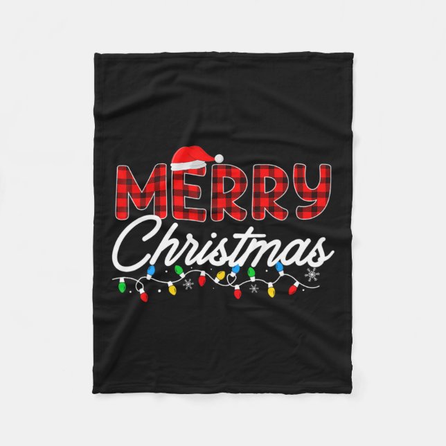 Merry Christmas Leopard Buffalo Red Plaid For Men  Fleece Blanket (Front)