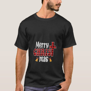 Merry Christmas Leopard Buffalo Red Plaid Santa Fa T-Shirt