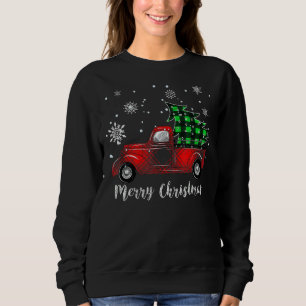 Merry Christmas Leopard Buffalo Truck Tree Red Pla Sweatshirt