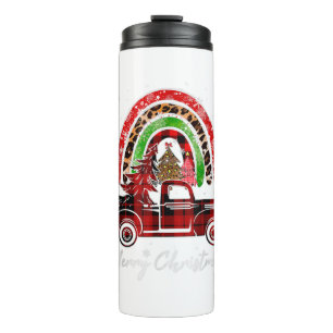 Merry Christmas Leopard Buffalo Truck Tree Red Pla Thermal Tumbler
